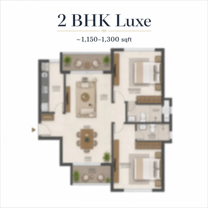 Sattva KIADB 2 BHK Luxe floor plan layout