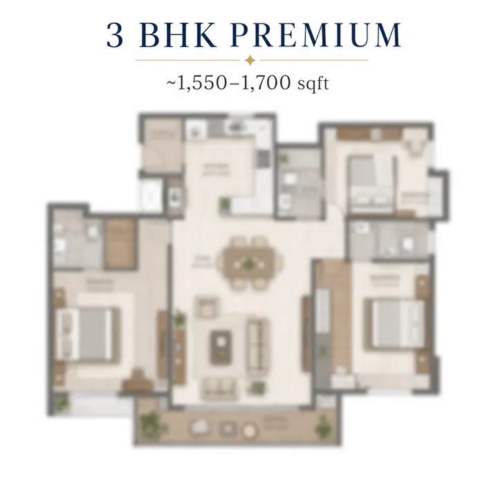 Sattva KIADB 3 BHK Premium floor plan layout