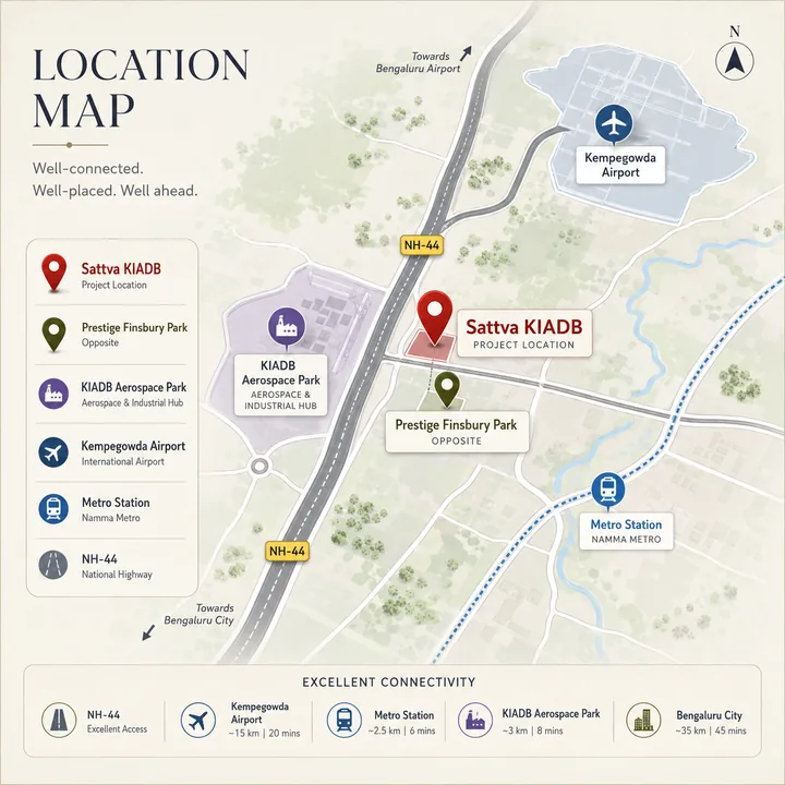 Sattva KIADB location map showing nearby landmarks